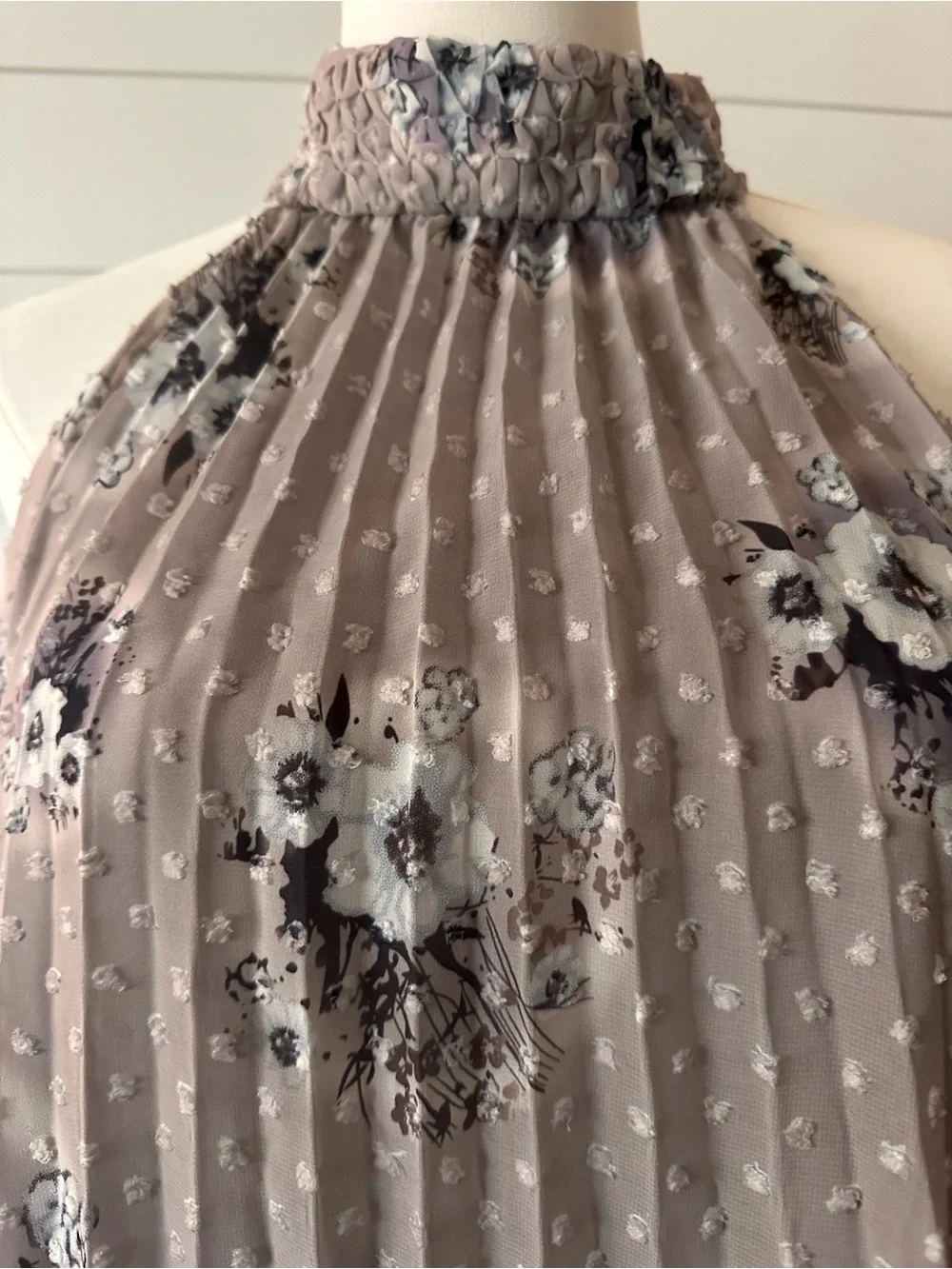 bishop + young Taupe Floral Pleated Halter Top - Picture 2 of 5